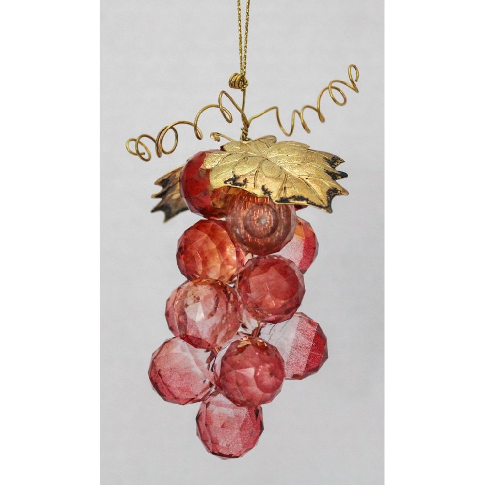 VINTAGE GOLD LEAF AND PURPLE GRAPE VINE ORNAMENT